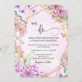 *~*幾何学的RSVPフローラAR15 QRsを結婚行う 招待状 (正面/裏面)