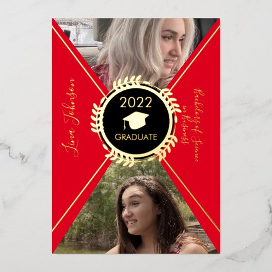 幾何学目盛り金ゴールドプレス発表 箔招待状 (正面)