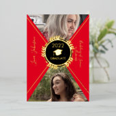 幾何学目盛り金ゴールドプレス発表 箔招待状 (立ち正面)