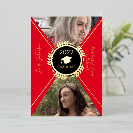 幾何学目盛り金ゴールドプレス発表 箔招待状 (立ち正面)