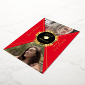 幾何学目盛り金ゴールドプレス発表 箔招待状 (回転した状態)