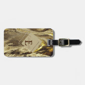 幾何学石大理石テクスチャ、フレームモノグラム ラゲッジタグ (正面横)