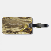 幾何学石大理石テクスチャ、フレームモノグラム ラゲッジタグ (裏面横)