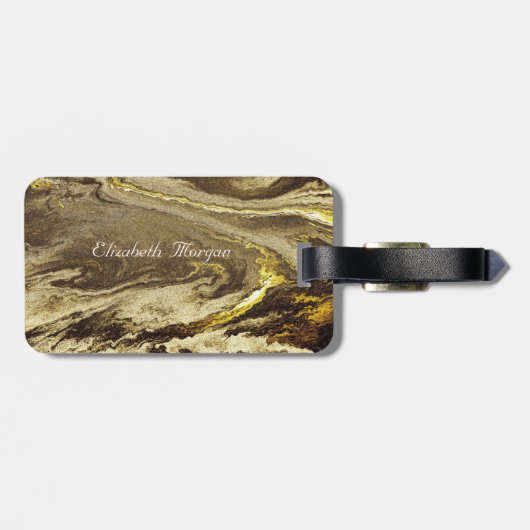 幾何学石大理石テクスチャ、フレームモノグラム ラゲッジタグ (裏面横)