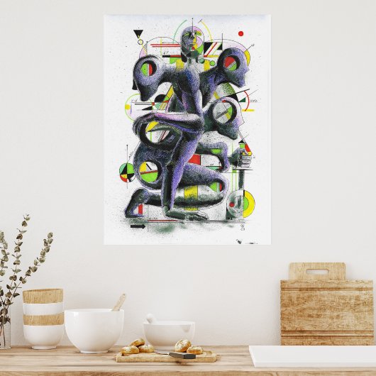 幾何学絵を描像 ポスター (キッチン)