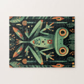 幾何学緑色のカエル ジグソーパズル (横)