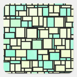 幾何学緑色の黄色のパターン スクエアシール