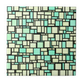 幾何学緑色の黄色のパターン タイル (正面)