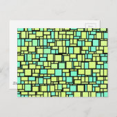 幾何学緑色の黄色のパターン ポストカード (正面/裏面)