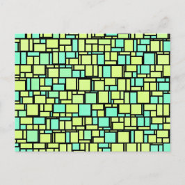 幾何学緑色の黄色のパターン ポストカード