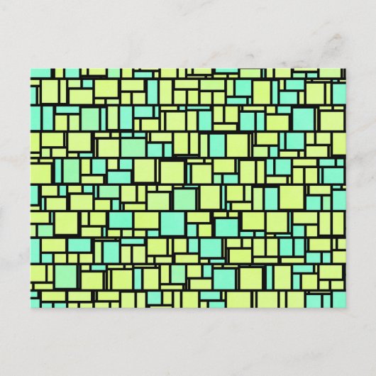 幾何学緑色の黄色のパターン ポストカード (正面)