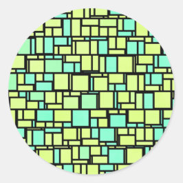 幾何学緑色の黄色のパターン ラウンドシール