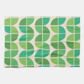 幾何学緑色モダンのミッドセンチュリーパターン キッチンタオル (横)