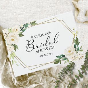 幾何学緑色白フローラブライダルシャワー ゲストブック