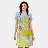 幾何学線の形状オールオーバープリントエプロン エプロン (着用した状態)