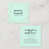 幾何学線アートシック金ゴールドグリッターミントグリーン スクエア名刺 (正面/裏面)