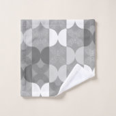 幾何学線50世紀半モダンば灰色 バスタオルセット (ウォッシュタオル)