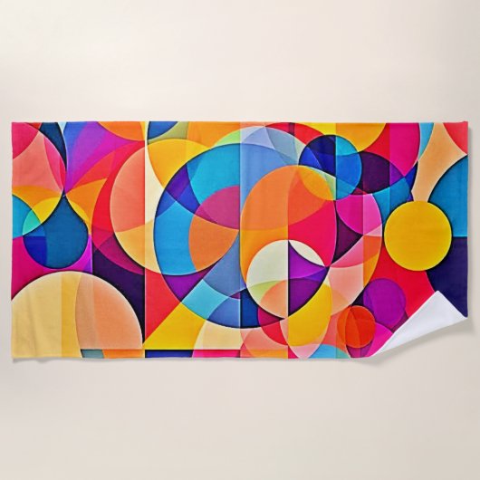 幾何学色の感情 ビーチタオル (正面)