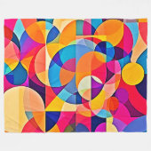 幾何学色の感情 フリースブランケット (正面(横))