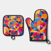 幾何学色の感情 鍋つかみ&鍋敷きセット (正面)