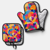幾何学色の感情 鍋つかみ&鍋敷きセット (正面/裏面)
