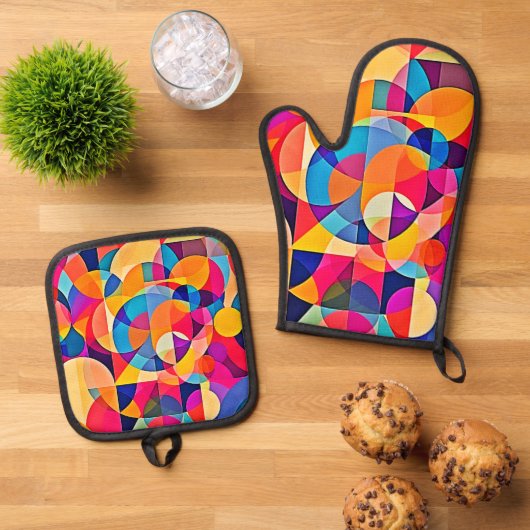 幾何学色の感情 鍋つかみ&鍋敷きセット (トップダウン)