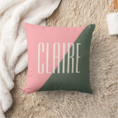 幾何学色ブロックのピンクの緑のパーソナライズされた名前 クッション (ブランケット)