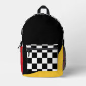 幾何学色ブロックパターン プリントバックパック (正面)