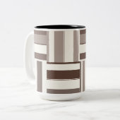 幾何学色ブロック長方形 – 茶色とベージュ ツートーンマグカップ (正面左)