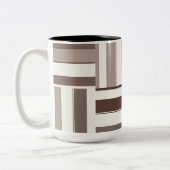 幾何学色ブロック長方形 – 茶色とベージュ ツートーンマグカップ (左)