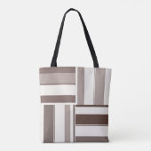 幾何学色ブロック長方形 – 茶色とベージュ トートバッグ (裏面)