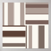 幾何学色ブロック長方形 – 茶色とベージュ ポスター (正面)