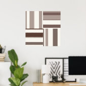 幾何学色ブロック長方形 – 茶色とベージュ ポスター (ホームオフィス)