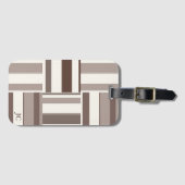 幾何学色ブロック長方形 – 茶色とベージュ ラゲッジタグ (正面横)