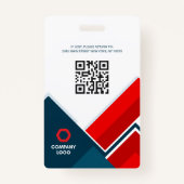 幾何学色ロゴ従業員名QRとバーコード バッジ (裏面)