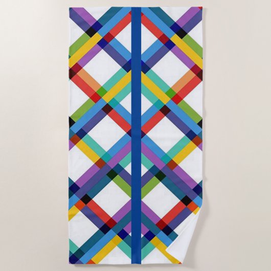 幾何学色数々ののビーチタオル ビーチタオル (正面)