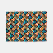 幾何学葉掌金色アールデコ フリースブランケット (正面(横))