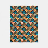 幾何学葉掌金色アールデコ フリースブランケット (正面)