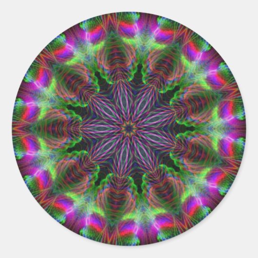 幾何学虹の丸いステッカー ラウンドシール (正面)