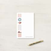 幾何学虹モノグラムポストイットノート – オレンジ ポストイット (デスク上)