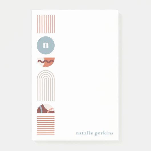 幾何学虹モノグラムポストイットノート – オレンジ ポストイット (正面)