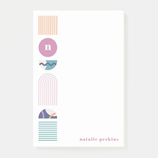 幾何学虹モノグラムポストイットノート – 紫 ポストイット (正面)