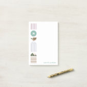 幾何学虹モノグラムポストイットノート – 緑 ポストイット (デスク上)