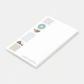 幾何学虹モノグラムポストイットノート – 緑 ポストイット (アングル)