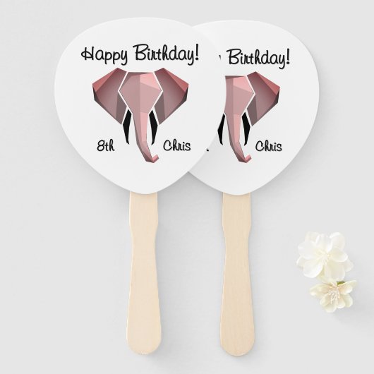 幾何学象の頭誕生日の年齢と名前 ハンドファン (正面&裏面)