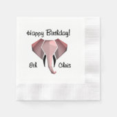 幾何学象の頭誕生日の年齢と名前 縁ありカクテルナプキン (正面)