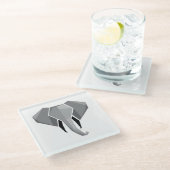 幾何学象の頭 ガラスコースター (アングル)