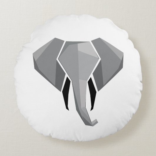 幾何学象の頭 ラウンドクッション (正面)