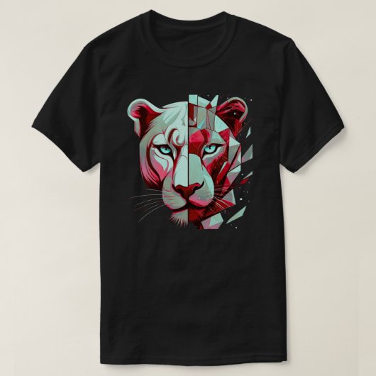 幾何学豹分割顔 | モダンアート Tシャツ (デザイン正面)