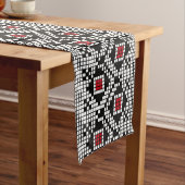 幾何学赤と黒のフォークルーマニアのモチーフ ショートテーブルランナー (インサイチュ)